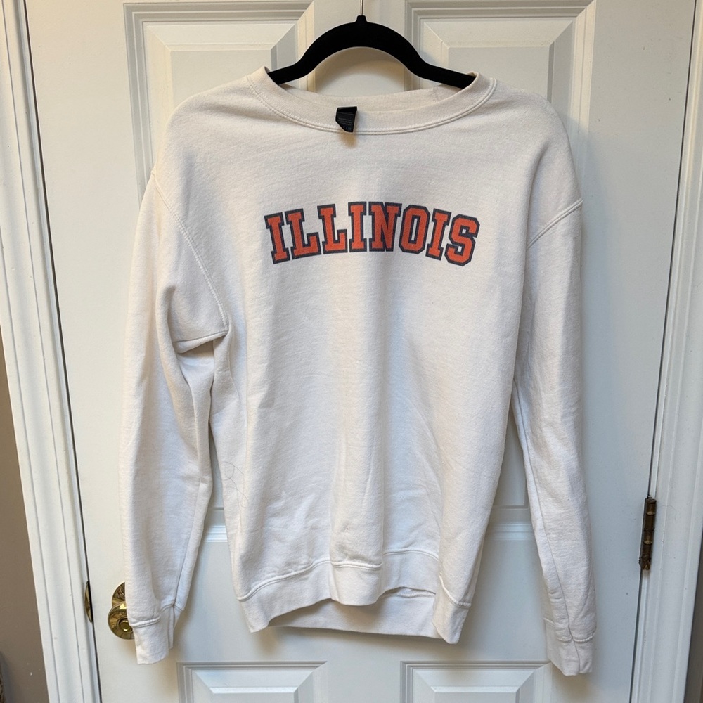 White University of Illinois Urbana Champaign Crew Neck Sweatshirt Size S